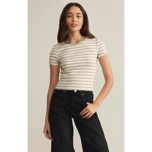 Z Supply Saxton Striped Rib Tee - Sage Green NWT SIZE XS S